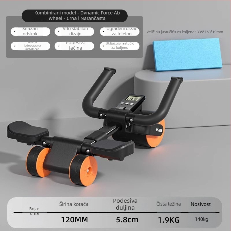 SEJIAN/SHULKEN abdominalni kotačić, novi model s 3 kotačića, ne-sklopivi, 2,2 kg, kućna/ured fitness oprema