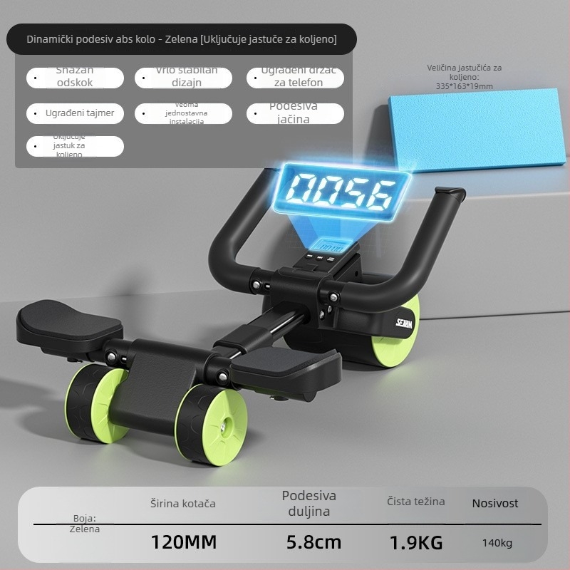 SEJIAN/SHULKEN abdominalni kotačić, novi model s 3 kotačića, ne-sklopivi, 2,2 kg, kućna/ured fitness oprema