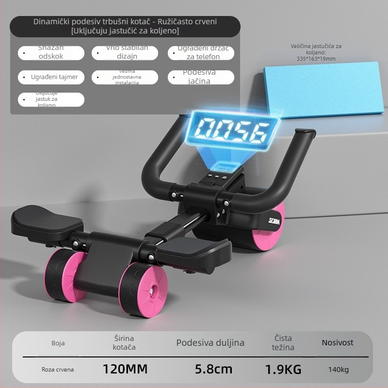 SEJIAN/SHULKEN abdominalni kotačić, novi model s 3 kotačića, ne-sklopivi, 2,2 kg, kućna/ured fitness oprema