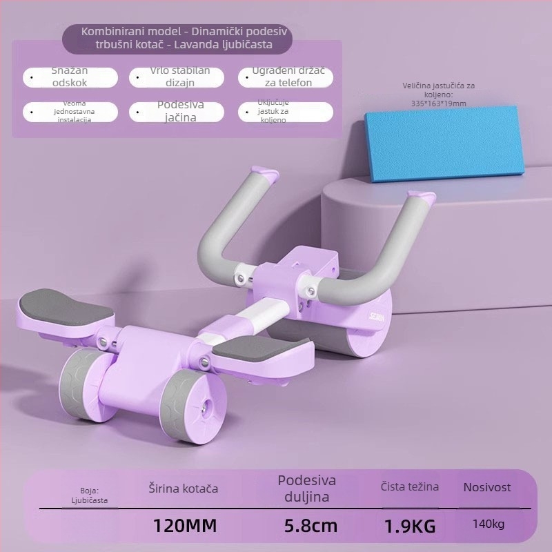 SEJIAN/SHULKEN abdominalni kotačić, novi model s 3 kotačića, ne-sklopivi, 2,2 kg, kućna/ured fitness oprema
