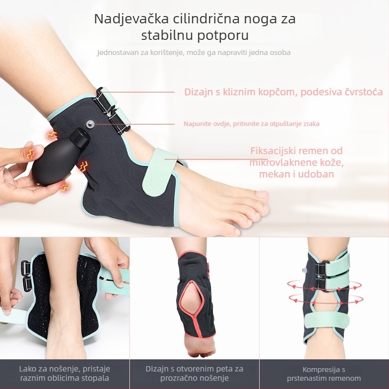 Orteza za gležanj s nafukljivom zračnom komorom za rehabilitaciju – prozračna, prilagodljiva podrška, poliester vlakno