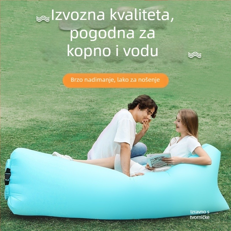 Vanjski sklopivi napuhiva kauč-ležaj s poliester površinom; težina 0,8 kg; nosivost 150 kg