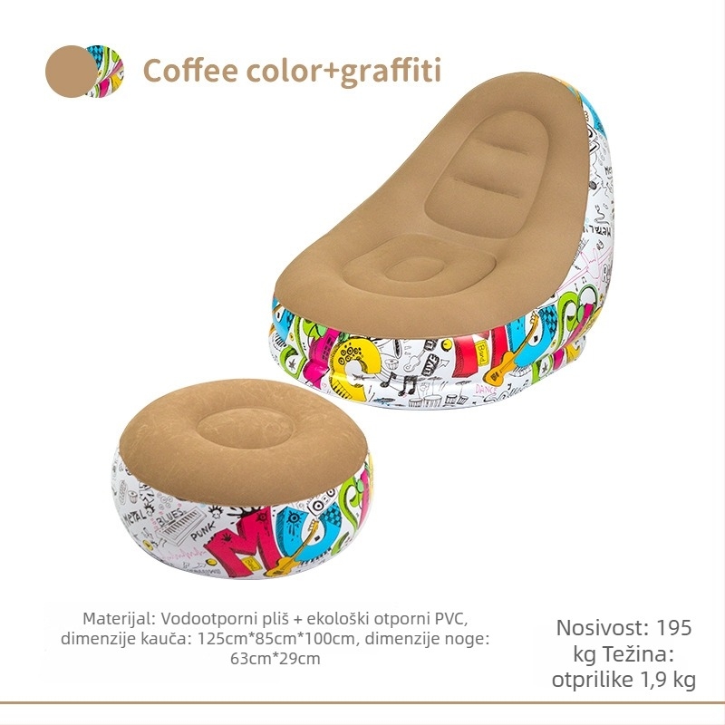 Nadujivi kauč-fotel za kampiranje - lagan, plišana površina, 1,9 kg nosivost 195 kg, marka CHANDUG/XANODOGI