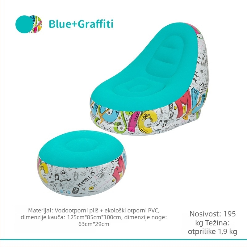 Nadujivi kauč-fotel za kampiranje - lagan, plišana površina, 1,9 kg nosivost 195 kg, marka CHANDUG/XANODOGI