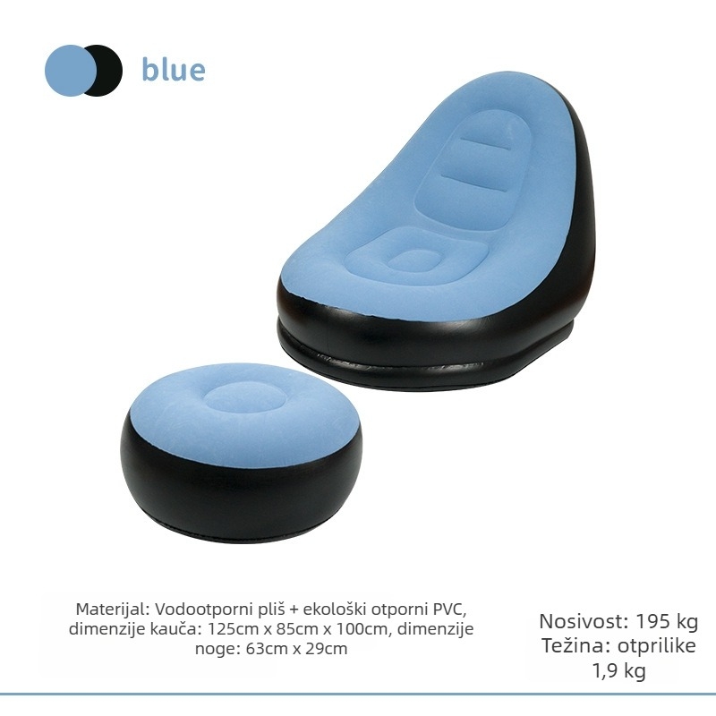 Nadujivi kauč-fotel za kampiranje - lagan, plišana površina, 1,9 kg nosivost 195 kg, marka CHANDUG/XANODOGI