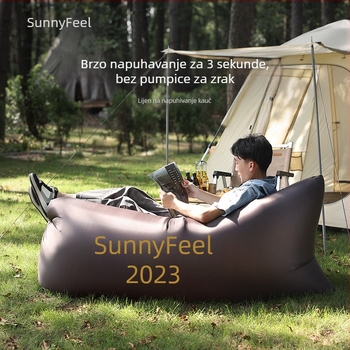 Napuhiva kauč za kampiranje i otvoreni prostor, prijenosni kauč-odmaralište (Težina: 800 g; Nosivost: 120 kg; Površina: 210T karirani materijal; Kategorija: napuhiva postelja)