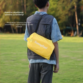 Napuhiva kauč za kampiranje i otvoreni prostor, prijenosni kauč-odmaralište (Težina: 800 g; Nosivost: 120 kg; Površina: 210T karirani materijal; Kategorija: napuhiva postelja)