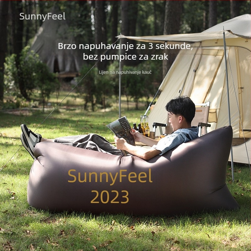 Napuhiva kauč za kampiranje i otvoreni prostor, prijenosni kauč-odmaralište (Težina: 800 g; Nosivost: 120 kg; Površina: 210T karirani materijal; Kategorija: napuhiva postelja)
