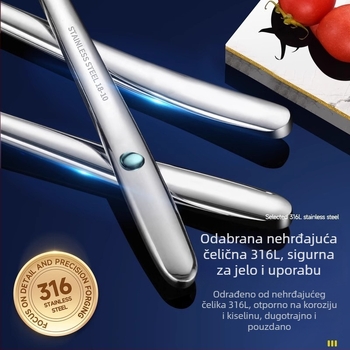 Set pribora od 316 nehrđajućeg čelika: nož, vilica i žlica, polirano ogledalo, jednostavan dizajn