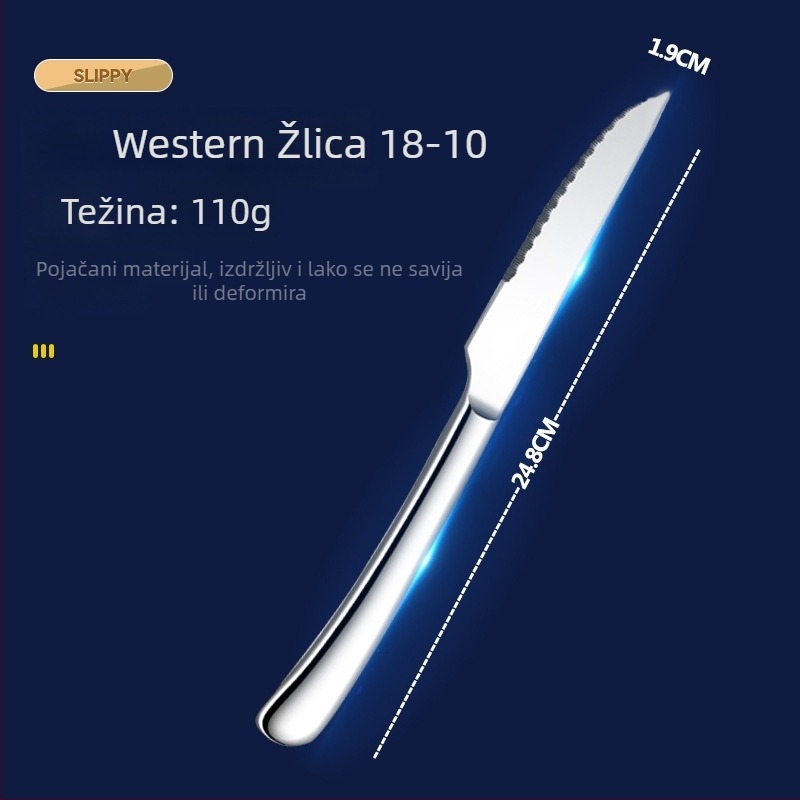 Set pribora od 316 nehrđajućeg čelika: nož, vilica i žlica, polirano ogledalo, jednostavan dizajn