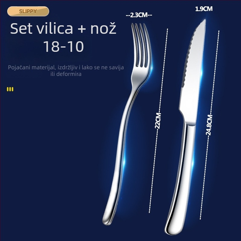 Set pribora od 316 nehrđajućeg čelika: nož, vilica i žlica, polirano ogledalo, jednostavan dizajn
