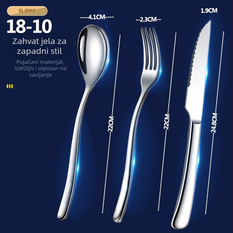 Set pribora od 316 nehrđajućeg čelika: nož, vilica i žlica, polirano ogledalo, jednostavan dizajn