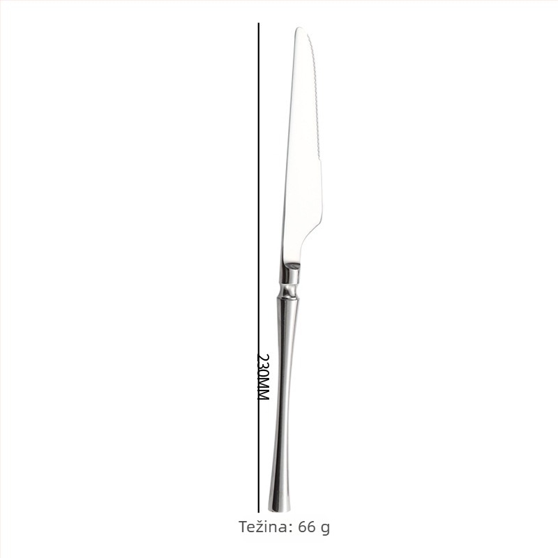 Šestodjelni set pribora za stol od 304 nerđajućeg čelika s oglednim završnim slojem, nordijski minimalistički stil, mogućnost tiskanja logotipa