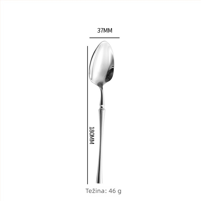Šestodjelni set pribora za stol od 304 nerđajućeg čelika s oglednim završnim slojem, nordijski minimalistički stil, mogućnost tiskanja logotipa