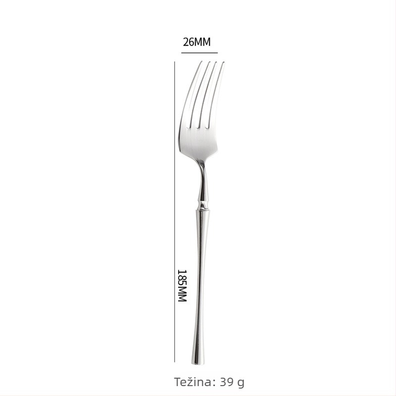 Šestodjelni set pribora za stol od 304 nerđajućeg čelika s oglednim završnim slojem, nordijski minimalistički stil, mogućnost tiskanja logotipa