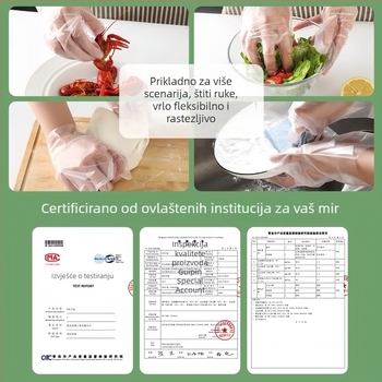 Jednokratne PE rukavice, prozirne, protisklizne, standardne debljine