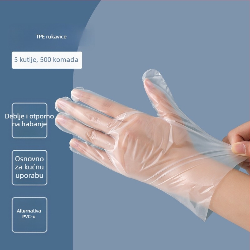 Jednokratne PE rukavice, prozirne, protisklizne, standardne debljine