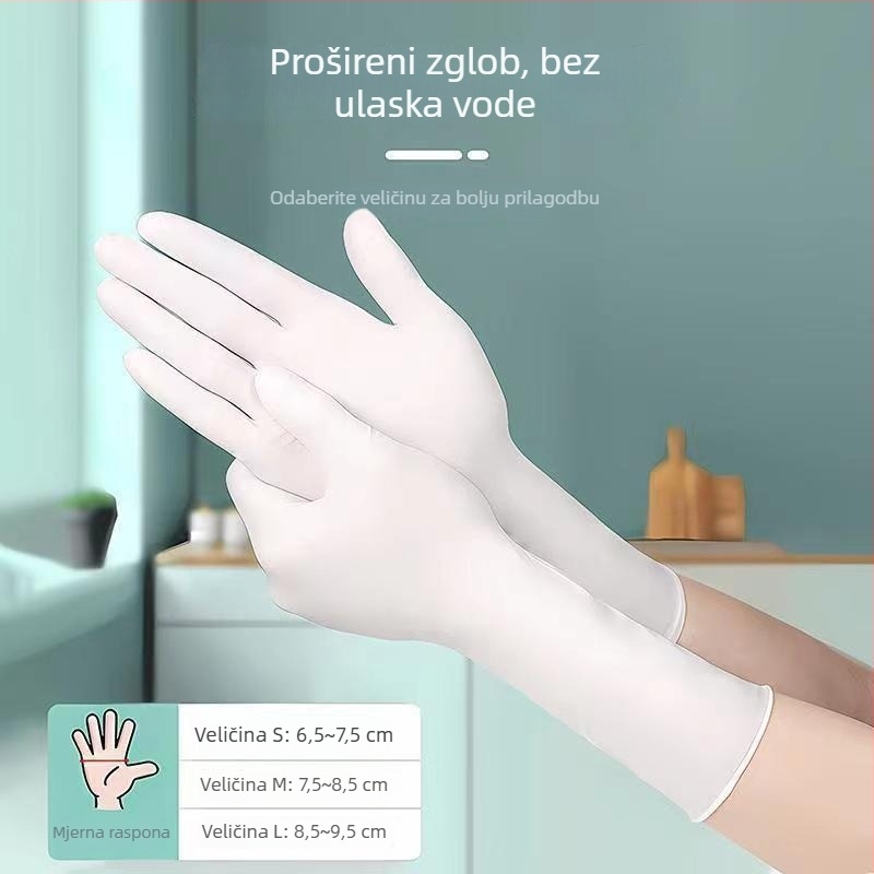Domaće nitril rukavice za čišćenje kućanstva – izdržljive, jednokratne, duljina 29.5 cm, uobičajena debljina, za pranje posuđa, pakiranje 50 ili 100 pari