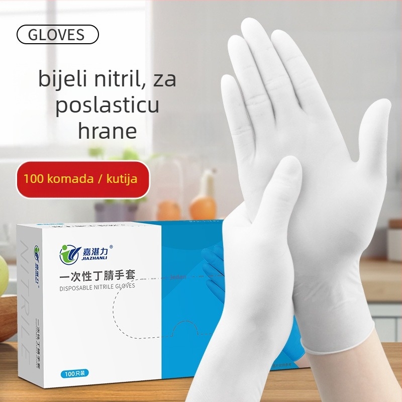 Jednokratne nitrilne rukavice za prehrambenu industriju, otporne na ulje i proklizavanje, debljina 0,1–0,2 mm
