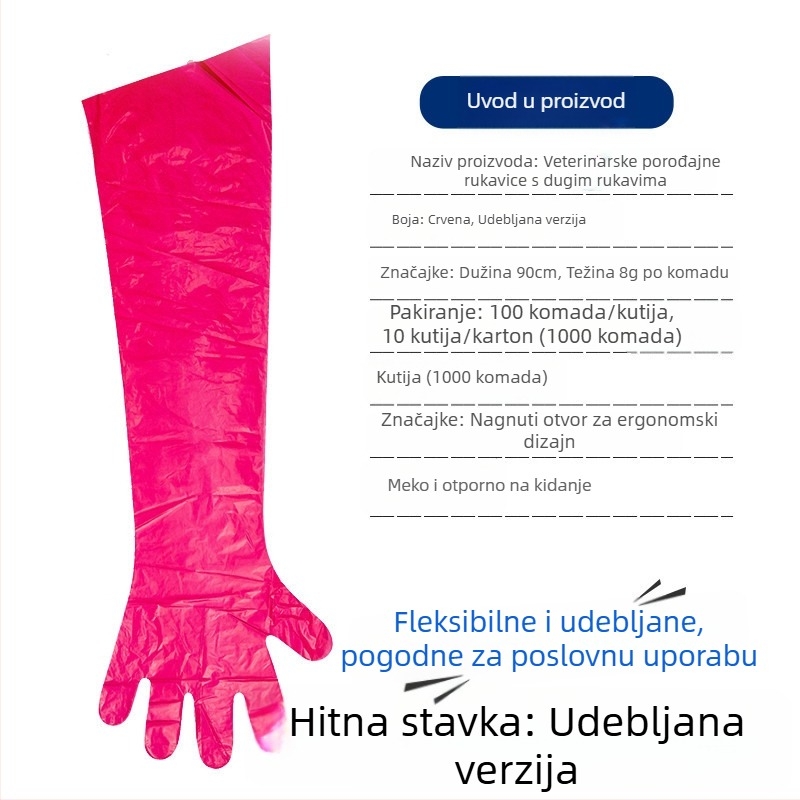 Veterinarske jednokratne dugačke rukavice za ovce i goveda — PE materijal, debljina <0.05 mm, namijenjene porodu
