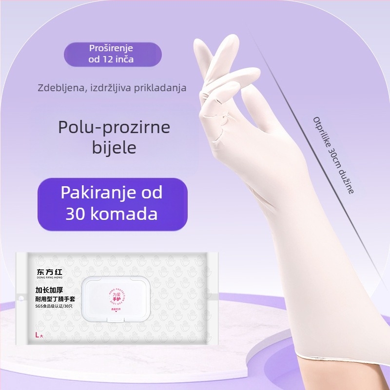 Dongfanghong Jednokratne nitrilne rukavice za kućanstvo – za pranje suđa, standardna debljina, izdržljivo čišćenje (Brand: Dongfanghong; Material: Nitrile; Use: Dishwashing/Household; Thickness: Regular)