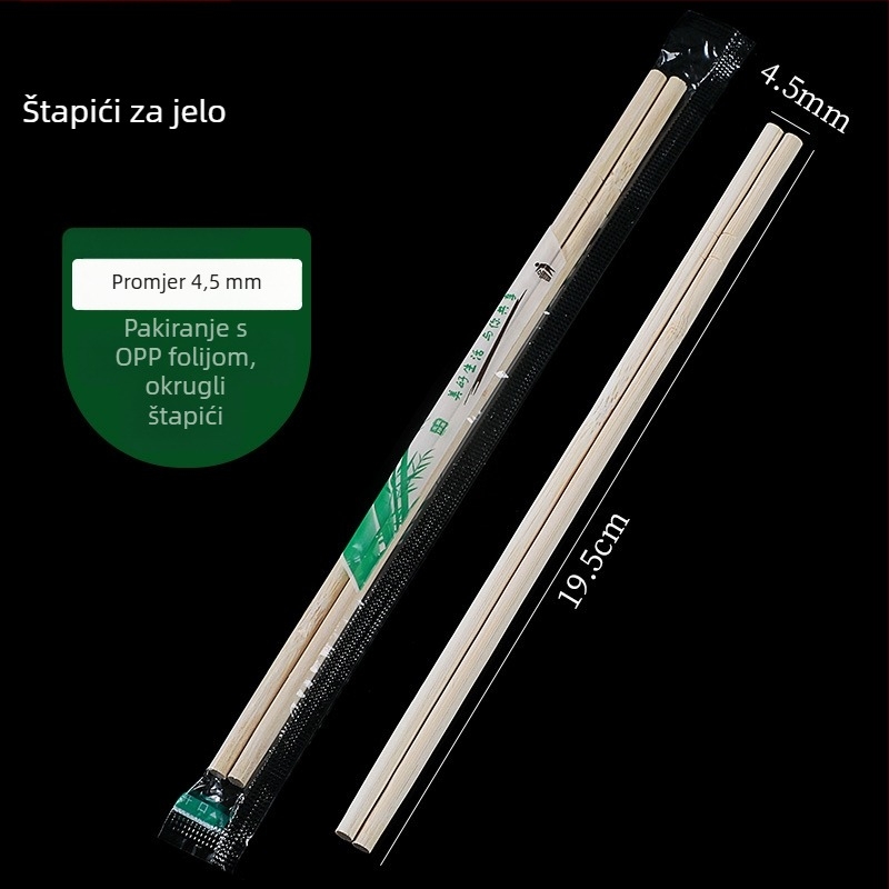 Jednokratni bambusovi štapići, individualno pakirani za komercijalno ugostiteljstvo, 50 parova po pakiranju, nisu prikladni za mikrovalnu, biološki razgradivi