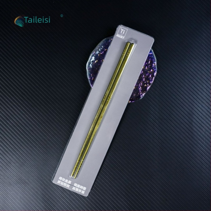 Set štapića za jelo od čistog titana s kutijom za poklon – uzorak Ledeni cvijet, moderan jednostavan stil, poliranje vodom, mogućnost prilagodbe