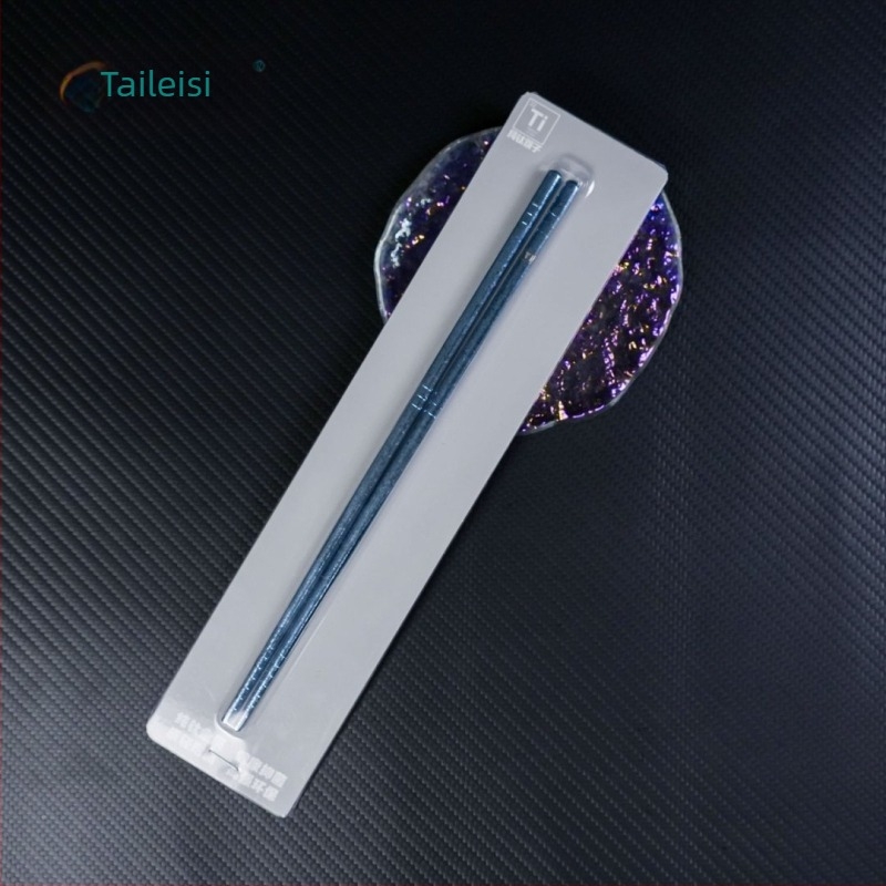 Set štapića za jelo od čistog titana s kutijom za poklon – uzorak Ledeni cvijet, moderan jednostavan stil, poliranje vodom, mogućnost prilagodbe