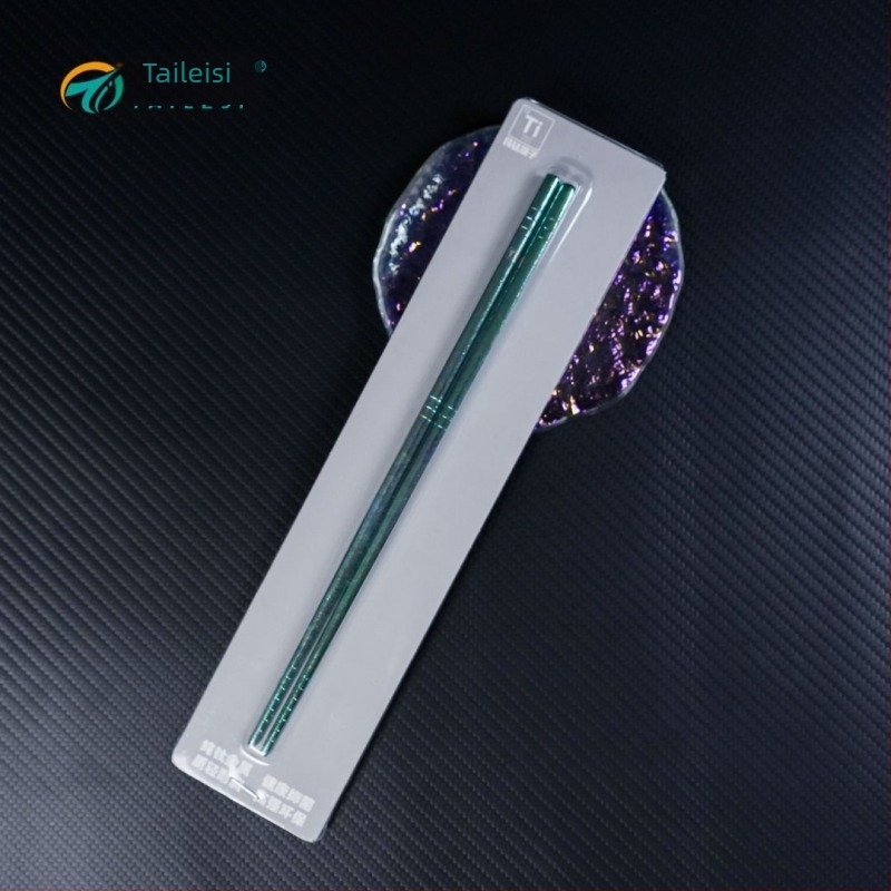 Set štapića za jelo od čistog titana s kutijom za poklon – uzorak Ledeni cvijet, moderan jednostavan stil, poliranje vodom, mogućnost prilagodbe