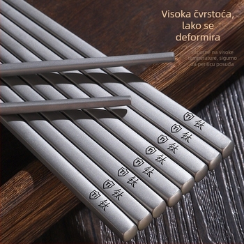 Štapići za jelo od titanijske legure, četvrtasti presjek, pjeskovani završetak, protuklizni i otporni na plijesan, u kutiji za poklon