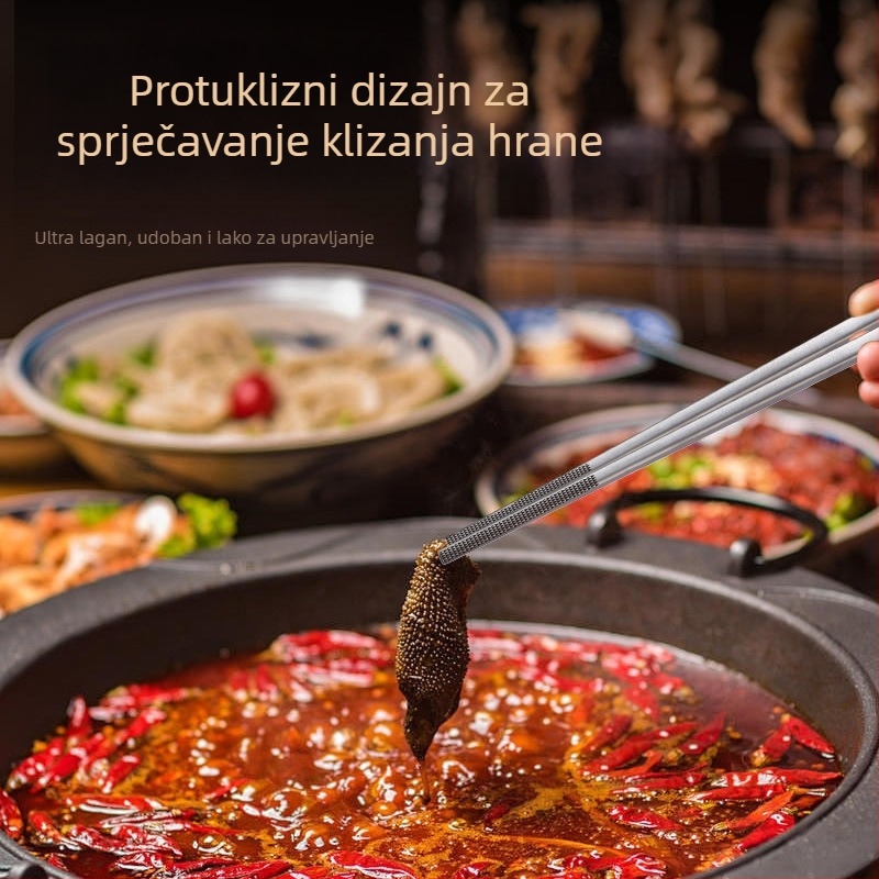 Štapići za jelo od titanijske legure, četvrtasti presjek, pjeskovani završetak, protuklizni i otporni na plijesan, u kutiji za poklon