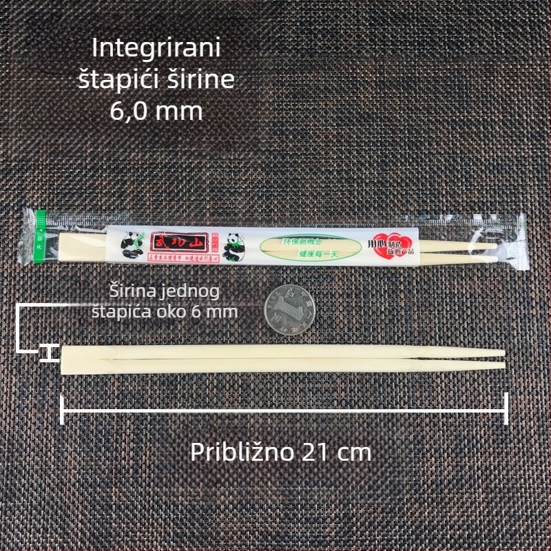Jednokratne bambusove štapiće za jelo, higijenski kružni dizajn, 50 kom, otporne na visoke temperature, pojedinačno pakirane