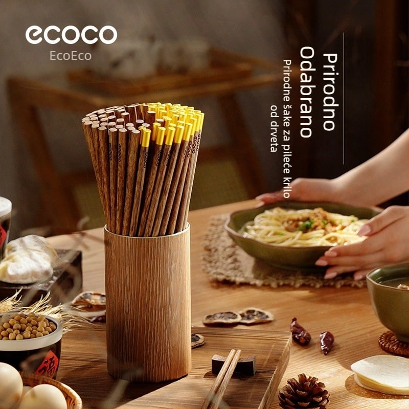 Drvene štapiće za jelo od drveta pilećih krila, Ecoco marka, stil nacionalnog trenda, vodno polirana površina, 5/10 pari
