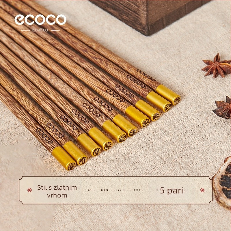 Drvene štapiće za jelo od drveta pilećih krila, Ecoco marka, stil nacionalnog trenda, vodno polirana površina, 5/10 pari