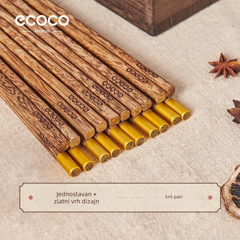 Drvene štapiće za jelo od drveta pilećih krila, Ecoco marka, stil nacionalnog trenda, vodno polirana površina, 5/10 pari