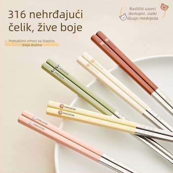 Štapići za jelo od 316 nerđajućeg čelika – otporni na visoke temperature, otporni na plijesan, protuklizni, po jedan par po osobi