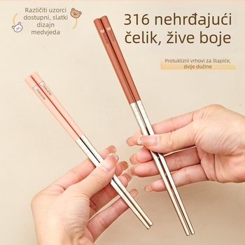 Štapići za jelo od 316 nerđajućeg čelika – otporni na visoke temperature, otporni na plijesan, protuklizni, po jedan par po osobi