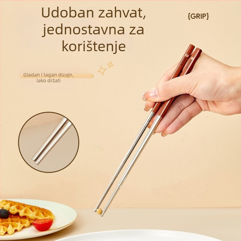 Štapići za jelo od 316 nerđajućeg čelika – otporni na visoke temperature, otporni na plijesan, protuklizni, po jedan par po osobi