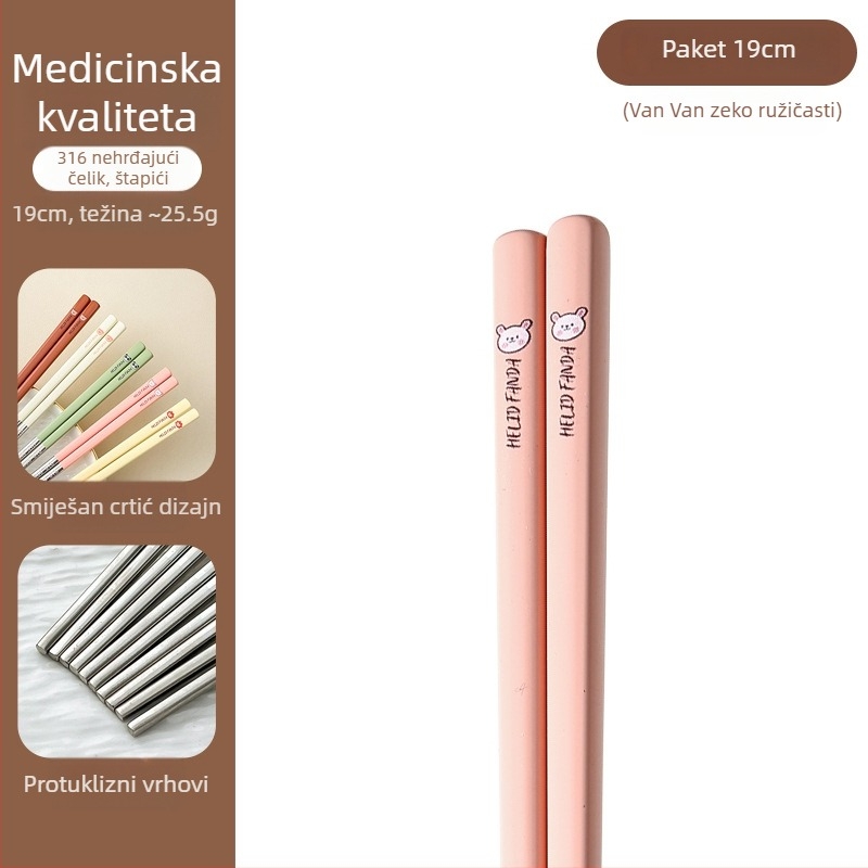 Štapići za jelo od 316 nerđajućeg čelika – otporni na visoke temperature, otporni na plijesan, protuklizni, po jedan par po osobi