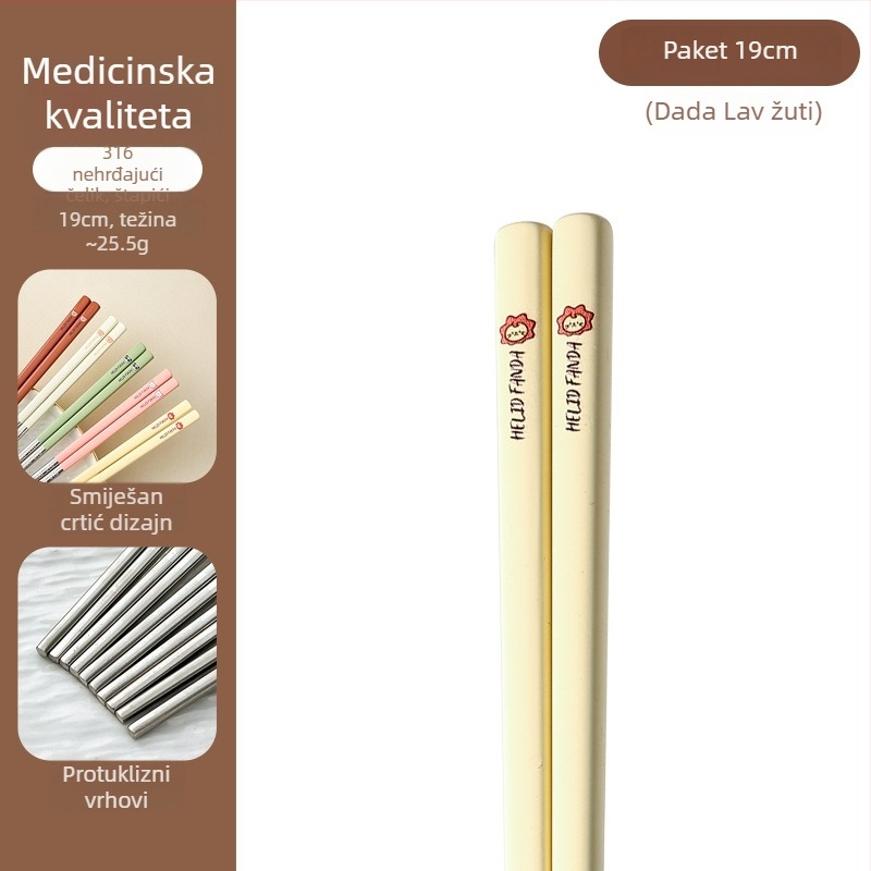 Štapići za jelo od 316 nerđajućeg čelika – otporni na visoke temperature, otporni na plijesan, protuklizni, po jedan par po osobi