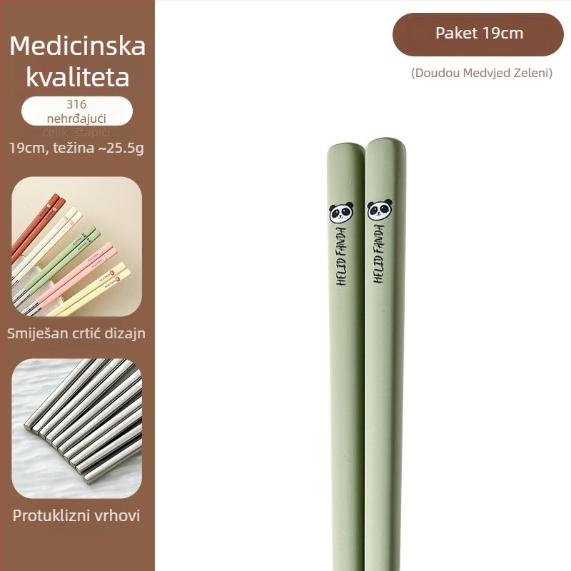 Štapići za jelo od 316 nerđajućeg čelika – otporni na visoke temperature, otporni na plijesan, protuklizni, po jedan par po osobi