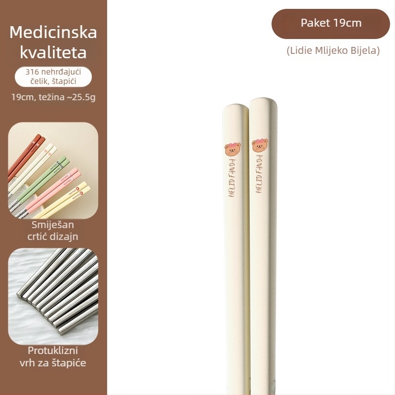 Štapići za jelo od 316 nerđajućeg čelika – otporni na visoke temperature, otporni na plijesan, protuklizni, po jedan par po osobi