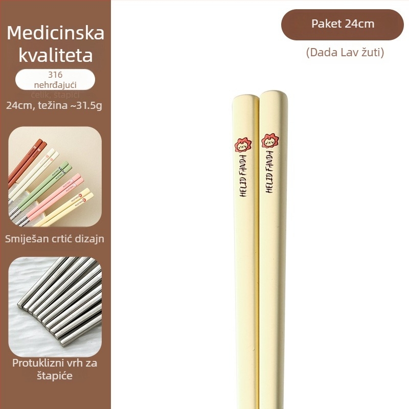 Štapići za jelo od 316 nerđajućeg čelika – otporni na visoke temperature, otporni na plijesan, protuklizni, po jedan par po osobi
