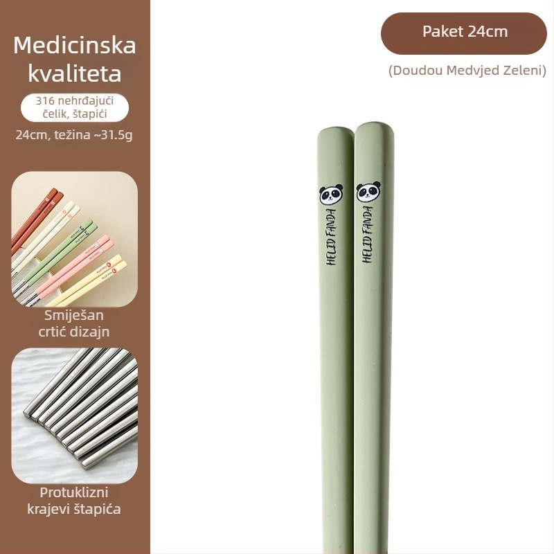 Štapići za jelo od 316 nerđajućeg čelika – otporni na visoke temperature, otporni na plijesan, protuklizni, po jedan par po osobi