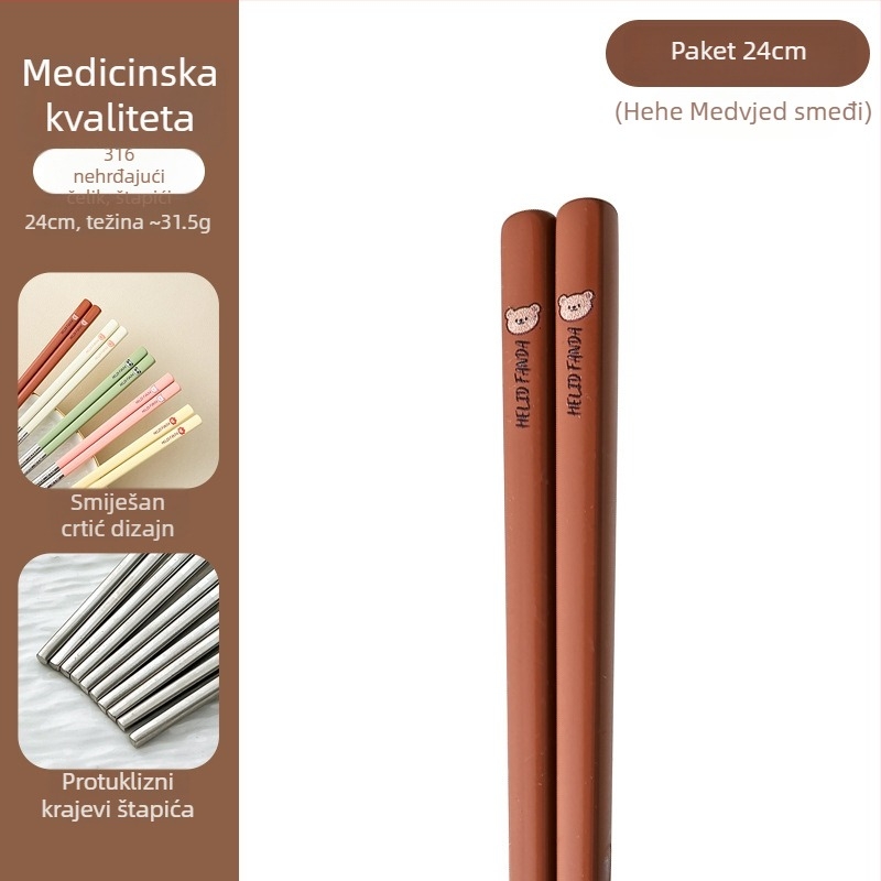 Štapići za jelo od 316 nerđajućeg čelika – otporni na visoke temperature, otporni na plijesan, protuklizni, po jedan par po osobi