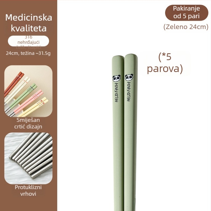 Štapići za jelo od 316 nerđajućeg čelika – otporni na visoke temperature, otporni na plijesan, protuklizni, po jedan par po osobi