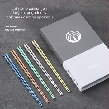 MUTTI Set titanijevog legura za kampiranje – štipaljke za jelo s protivkliznim poklon kutijom – za kuću i vanjsku upotrebu, ogledno poliran