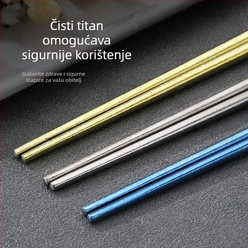 MUTTI Set titanijevog legura za kampiranje – štipaljke za jelo s protivkliznim poklon kutijom – za kuću i vanjsku upotrebu, ogledno poliran