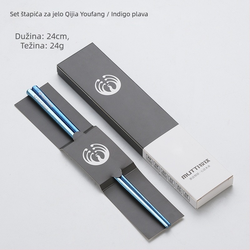 MUTTI Set titanijevog legura za kampiranje – štipaljke za jelo s protivkliznim poklon kutijom – za kuću i vanjsku upotrebu, ogledno poliran