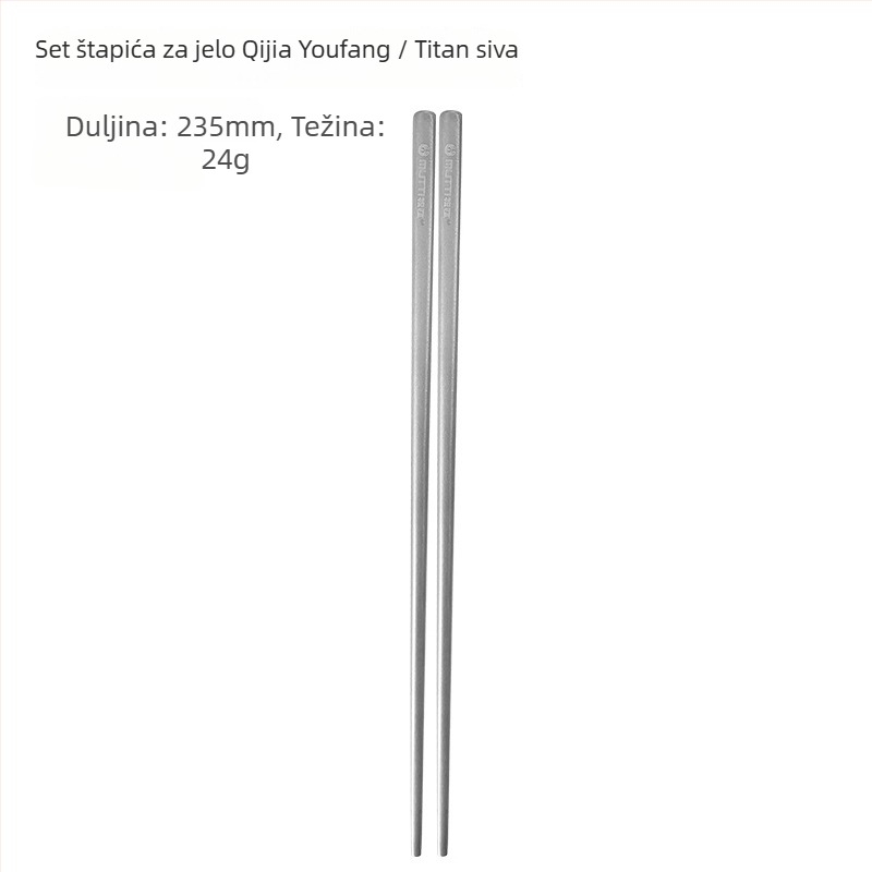 MUTTI Set titanijevog legura za kampiranje – štipaljke za jelo s protivkliznim poklon kutijom – za kuću i vanjsku upotrebu, ogledno poliran